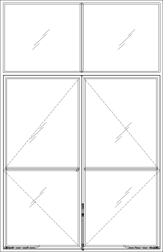 Diagram of Portella Storefront Exterior French Casement Window with Fixed Transom