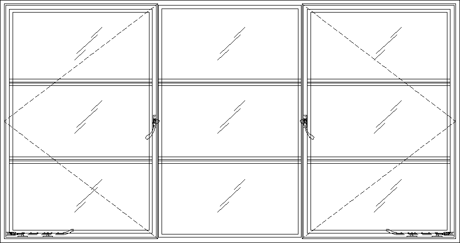 Diagram of Portella Thermally Broken Double Out Swing Casement with Single Fixed Window
