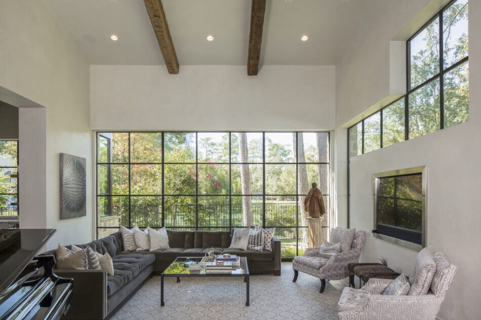 living room modern windows