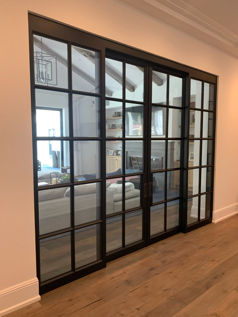 steel and glass sliding doors