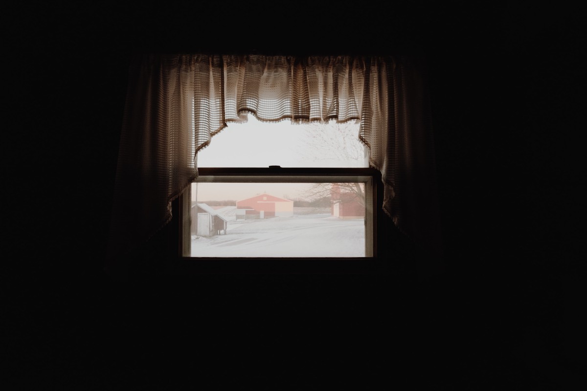 steel window with a valence on it