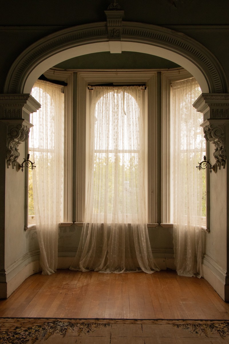 window with a sheer curtain
