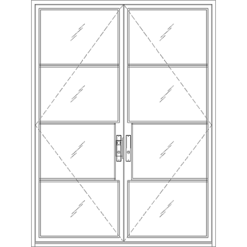 Diagram of Portella Storefront Exterior Double Door In-Swing