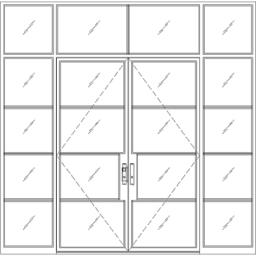 Diagram of Portella Storefront Exterior Double Door – Sidelites & Transom Out-Swing