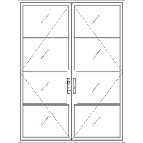 Diagram of Portella Storefront Interior Double Door In-Swing French Door
