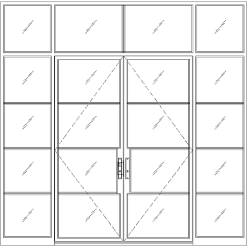 Diagram of Portella Storefront Interior Double Door In-Swing – Fixed Sidelites & Transom