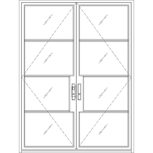 Diagram of Portella Storefront Interior French Double Door Out-Swing