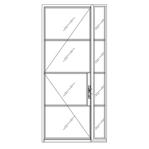 Diagram of Portella Thermally Broken Single Door with Sidelite Out-Swing