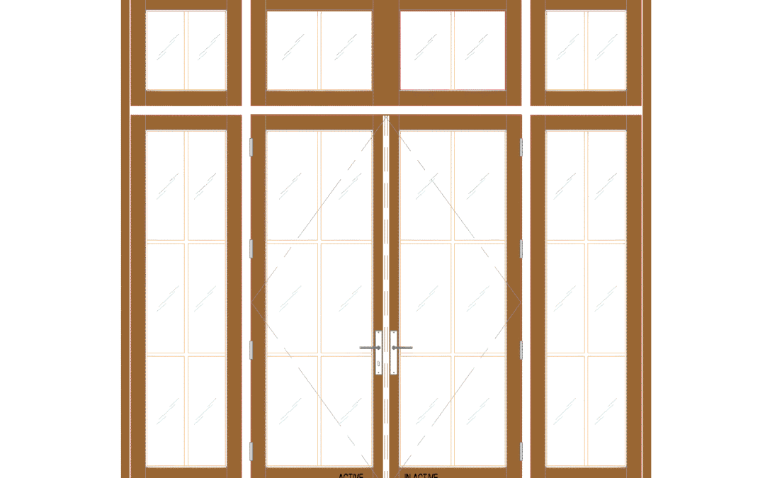 Double Door Out-Swing with Fixed Sidelites & Transom