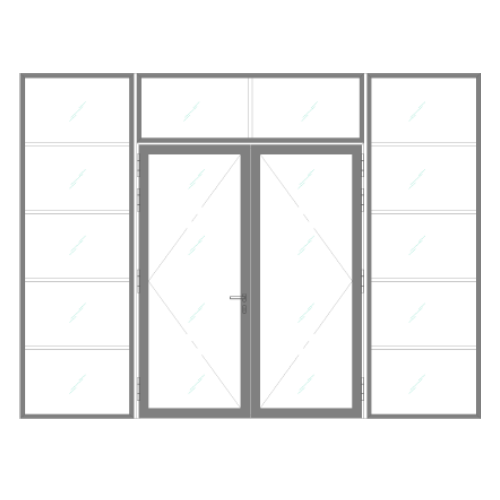 Double Door – Sidelites & Transom Out-Swing
